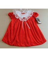 Red Velour Dress Girls 18 months White Lace Collar Soft Infant  - $10.84 CAD