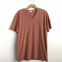 James Perse T-Shirt S Brown Basic V Neck Slub Short Sleeve Casual Starch Jersey - £25.62 GBP