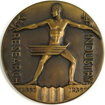 1933 Chicago Worlds Fair Bronze Medallion Century of Progress 2.75&quot; EMIL... - £96.85 GBP