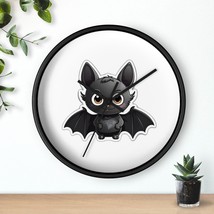 Unique Silent Cartoon Bat Wall Clock, Black with Grey Wings, 10&quot; x 10&quot; Wooden Fr - £35.51 GBP