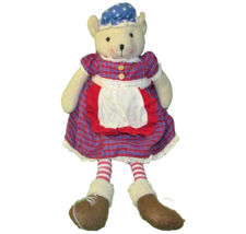 Nantucket Dist. Americana Teddy 20" Bear Plush B EAN Bag Stuffed Animal Floppy Leg - £15.53 GBP