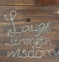 Laugh Strength Wisdom Wall Decor Set of 3 White Metal Figural Word Art H... - $14.80
