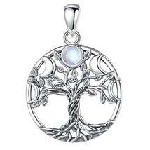 925 Sterling Silver Tree of Life Necklace for Women Man Moon Phase Tree Triple M - £29.67 GBP