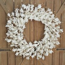 20" Forsythia Wreath Front Door Wall Porch Artificial White All Year Hom... - $26.46