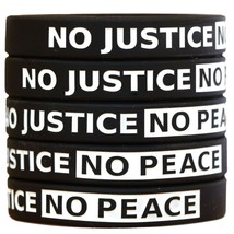 5 No Justice no Peace Wristbands Debossed Silicone Support Wrist Band Br... - £8.41 GBP