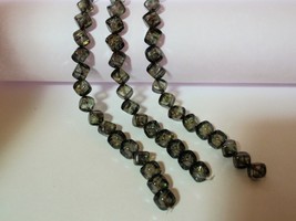 25 8 mm Czech Glass Diagonal Hole Cube Beads: Luster - Transparent Green - £1.86 GBP