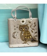 1960&#39;s Vintage Jeweled Owl Handbag Purse 10&quot;H x 11&quot;L Wood Bottom, Missin... - $39.59