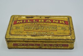 Millbank Straight Cut Cigarette Tin Virginia 50 Yellow Flat Vintage - $24.00