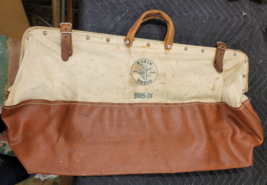 Klein Tools Widemouth Heavy Duty Canvas Leather Lineman Tool Bag 5102-12 Vtg - $41.61