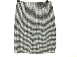 Talbots 6P Skirt Herringbone Straight Pencil Worsted Wool Knit Black &amp; White q - £17.37 GBP