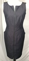 CALVIN KLEIN Zip Front Sheath Dress Sz 6 POCKETS! Sleeveless Career Grey... - $47.88