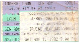 Jerry Garcia Fascia Concerto Ticket Stub Agosto 1 1992 Irvine California - £45.05 GBP