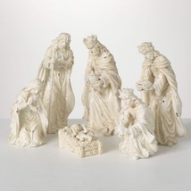 Set6 11.5&quot; Mary Joseph Jesus White Distressed Nativity Figure Christmas Decor - £175.73 GBP