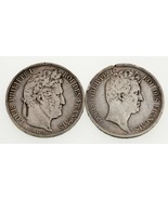 1831-1839 Francia 5 Franchi Argento Moneta Lotto Di 2, Km 735.1, 749.7 - $131.17