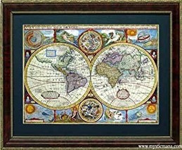 Framed Old World Map By John Speed - £51.11 GBP