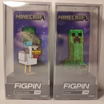 Minecraft Zombie &amp; Creeper Enamel Pins FigPins Bundle Set Of 2 - £32.51 GBP