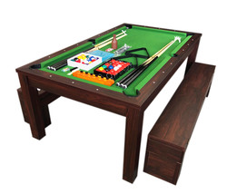 7Ft Pool Table Billiard Green became a dinner table with benches - m. Ri... - £1,995.09 GBP