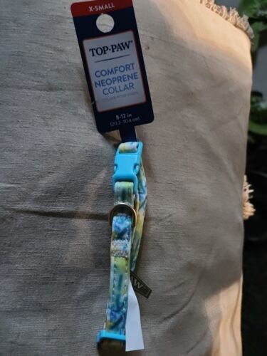 Top Paw Comfort Neoprene XSmall Collar 8-12&quot; Tie Dye Rainbow - $4.92