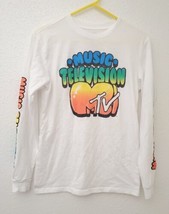 MTV Music Television Fan Apparel White Long Sleeve Shirt Small Airbrushed Art - £14.23 GBP