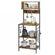Industrial Modern Kitchen Metal Wood Shelf Bakers Rack Microwave Stand - $3,415.63 MXN