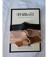 The Hair Edit Vegan Leather Modern Hair Tie Bows 3 Pack Black Cream Tan New - €9,94 EUR