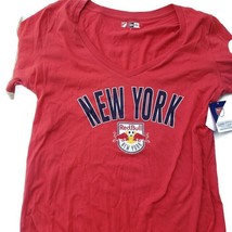 New York Red Bulls Red Heather MLS Womens XL V Neck Red T Shirt Summer Soccer - $12.71