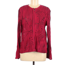 Andrea Rosati Red &amp; Black Full Zip Geometric Ribbon Art Blazer Size 12 - $40.00