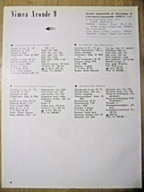 Simca Aronde 9 / 9 Sport Automobile Specification sheet-1953 - $2.97