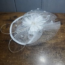 Women Fascinator Hat with Feather Flower Wedding Party Tea Cap Headpiece... - £7.30 GBP