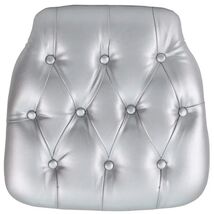 Elegant Silver Tufted Vinyl Chair Cushion for Chiavari Chairs - $62.74