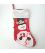 Snowman Candy Cane 19&quot; Red Christmas Stocking NEW Without Tag - $6.99