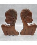 Vintage Mid Century Teak Carved Bust of African Woman Man Indonesia Book... - $3,373.99 MXN