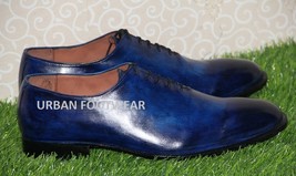 New Mens Bespoke Formal Shoes Handmade Blue Shaded Leather Lace Up - $143.99