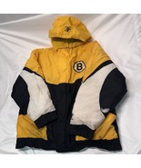 Rare Vintage Boston Bruins Color Block Hooded Parka Jacket 90s Black XL ... - $96.75