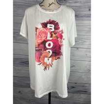 Old Navy Everywhere Bloom Tee Shirt Womens 2X Floral Crew Neck Cotton White - $8.91