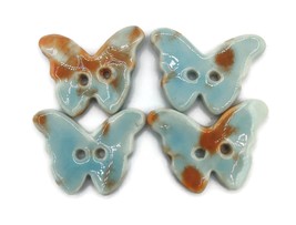 4Pcs Large Blue Butterfly Sewing Buttons For Coats, Jackets, Blouse, Scrapbook - £18.85 GBP