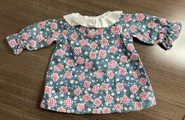 Vintage Blue Floral Doll Dress – Long Sleeve with White Collar - $14.80