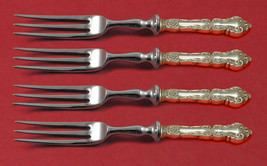 Meadow Rose by Wallace Sterling Silver Fruit Fork Set 4pc HH WS Custom Made 6&quot; - £218.22 GBP