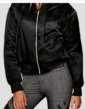 Victorias Secret Pink Puffy Satin Black Bomber. Oversized Size Extra Small.  - £31.65 GBP