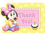 Minnie&#39;s 1st Birthday Thank You Cards 8 Count Stickers Seals Party Supplies - $4.95