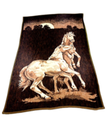 Revert Horse Throw Blanket Furry Reversible Western Cowboy VTG 70s Made ... - £35.54 GBP