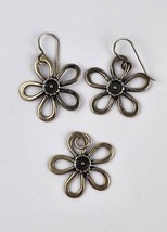 Solid 925 Sterling silver daisy flower Earring &amp; Pendant Set Unsigned da... - £28.73 GBP