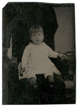 Tintype Photo of about a One Year Old Girl sitting in a Chair 1860 - 1880 - £6.85 GBP