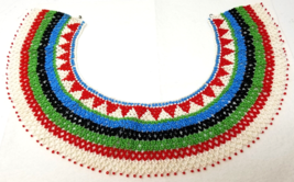 Beaded Collar Mexican Handmade Geometric Small Red Green Black 1980s - $23.70