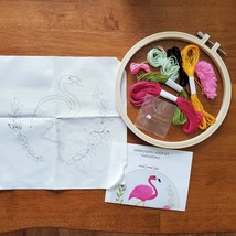 Embroidery Hoop Kit, Flamingo Flowers, Sewing Patterns, Needlepoint Pattern image 4