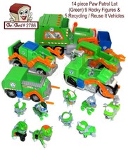 14 pc Paw Patrol Lot Recycle Reuse IT ROCKY Action Figures, Vehicles - £39.92 GBP