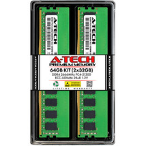A-Tech 64GB 2x 32GB 2Rx8 PC4-21300 DDR4 2666 MHz ECC UNB UDIMM Server Memory RAM - £333.43 GBP
