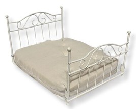 Vintage Victorian Dollhouse Miniature White Wire Bed With Mattress - £15.14 GBP