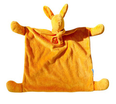 Ralph Lauren Bunny Rabbit Lovey Orange Plush Baby Security Blanket 12”x13” Logo - £11.93 GBP