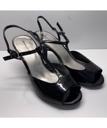 Lane Bryant Black Patent Heels Size 9W New Open Toe Shoes Holiday Pump - $27.06 CAD